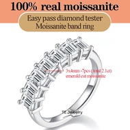 Total 2.1ct 7 Stones rings 3x4mm emerald cut moissanite band ring eternity wedding engagement ring
