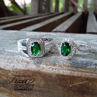 cincin couple silver 925 emerald green, couple ring permata hijau perak 925, silver925 couple ring e