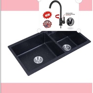 Itto granite double bowl sink pull out。tap