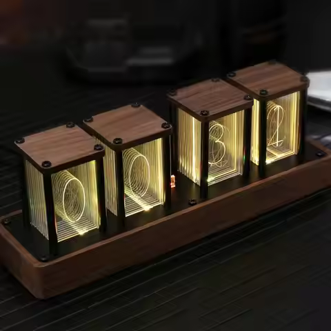 RGB Nixie Tube Clock Colorful LED Digital Table Clock USB Powered Alarm Clock Large Display Clock Fo