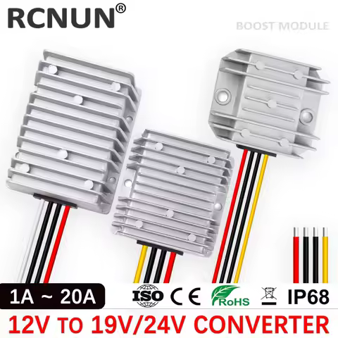 RCNUN Booster 12V to 24V 19V 3A 5A 10A 15A 20A Step-up DC DC Converter 12 Volt to 19 Volt Boost Modu