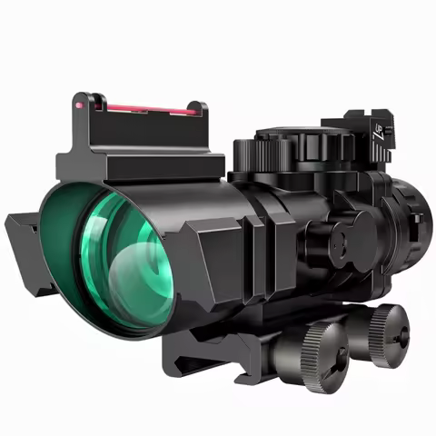 4x32 Prism Tactical Rifle Scope Red & Green & Blue Illuminated Reticle Scope with Fiber Optic Sight
