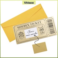 THISEPH Golden Ticket Scratch- Card, Scratch  Ticket with Envelope Concert Ticket,   Party Favor Raf