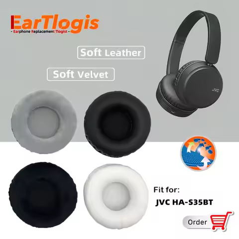 EarTlogis Replacement EarPads for JVC HA-S35BT HA-S65BN Headset Parts Earmuff Cover Cushion Cups Pil