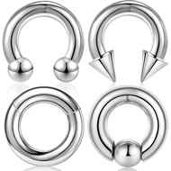 ONESING 4Pcs 8G Septum Ring Kit - Surgical Steel Stretched Piercing Jewelry for Lip, Nose, Helix, Tr