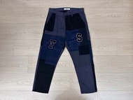 FDMTL X STUDIOUS CROSSOVER EXCLUSIVE NAVY BORO PATCHWORK CHINO PANTS W32