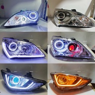Pengubahsuaian Pemasangan Lampu Depan Yuedong Moden Kanta Dwi Cahaya Kanta LED Mata Malaikat Mata Ib
