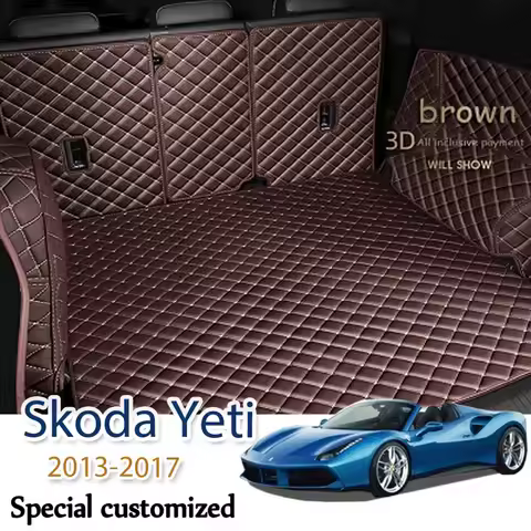Leather Car Trunk Mat For Skoda Yeti 2013-2017 Cargo Liner Accessories Interior Boot