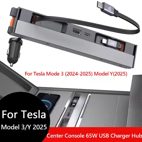 For Tesla Model Y Juniper 2025 Retractable Center Console USB Hub Model 3 Highland Phone Charger Fas