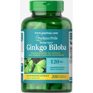 ใบแปะก๊วยสกัด Puritan's Pride Ginkgo Biloba Standardized Extract มีให้เลือก 2 ขนาดคือ 120 mg/ 100 Capsules and  120 mg/ 200 Capsules