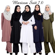 MARISSA Suit 7.0 - Jubah Seluar Muslimah Set Pakaian Umrah Haji S-3XL Putih Hitam Navy Blue Purple Longgar Labuh Nursing