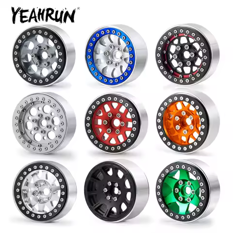 YEAHRUN 4Pcs 1.9 inch 25mm Width Alu Alloy Beadlock Wheel Rims Hubs for Axial SCX10 D90 D110 TRX-4 1