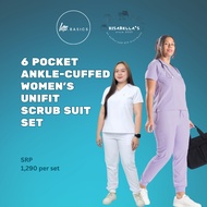 HTP Basics 6-Pocket Ankle-Cuffed Women’s Unifit Scrubsuit Set | Vneck Top Cuffed Pants