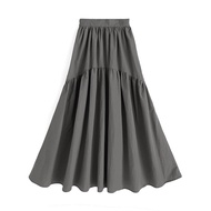 日本 GRL - 顯瘦波浪皺縮修身長裙-深灰