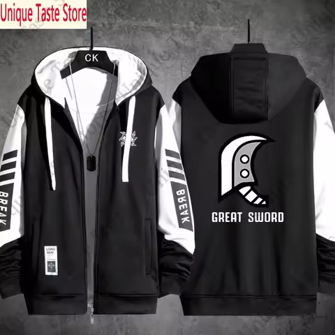 Monster Hunter Hoodies Great Sword Long Sword Print Men Women Zipper Hoodie Zip Up Jacket Hooded Mon