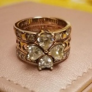 folli follie 925純銀包玫瑰金組合戒子13號(心型，四葉草)