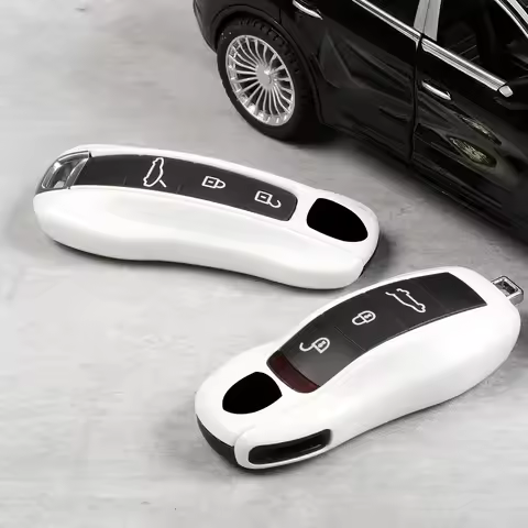 Car Key Case Pearl White for Porsche Panamera Macan Taycan 911 718 Boxster Cayman Cayenne Remote Con