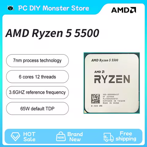 AMD Ryzen 5 5500 R5 5500 3.6GHz 6 Core 12 Thread CPU Processor 7NM L3=16M AMD AM4 Gaming processador
