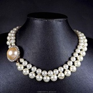 珍珠林~特價出清.10MM+8MM琉璃珍珠項鍊~特別珠與珠間純手工打結#690