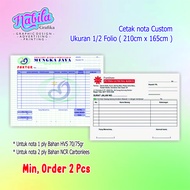 Cetak nota Ukuran 1/2 Folio.  2 ply 1 ply Cetak nota Custom (MIN 2 BUKU) Cetak nota nama Toko Cetak 