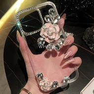 Water Diamond Camellia Huawei Nova 3i 2i nova 2 lite Y6 Y9 Y7 Prime 2019 Y7 pro 2018 mate 10 lite phone case transparent Shiny rhinestone gemstone protective back cover