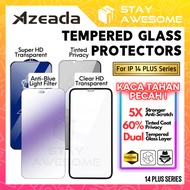 AZEADA Matte Tempered Glass Screen Protector For IP 14 PLUS Tinted Privacy Anti Spy HD Templet Kaca
