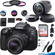 Canon EOS 90D Digital SLR Camera Body with EF-S 18-55mm f/3.5-5.6 is STM Lens - 64GB Expo Basic Bund