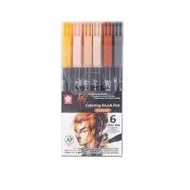 SAKURA ชุดปากกาพู่กัน KOI Coloring Brush Pen 6 สี โทนสี Portrait (555508-523945010)