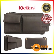 KICKERS ORIGINAL GENUINE LEATHER LONG PURSE WALLET ZIP ZIPPER MEN WOMEN DOMPET BEG DUIT PANJANG KULI