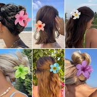 Ins Hawaiian Style Flower Hair Clip Plumeria Flower Headwear Hairpin for Women Shark Clip Hair Acces