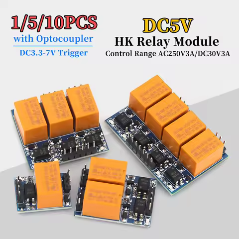 1/5/10Pcs DC5V HK Relay Module Anti-interference Optocoupler Trigger for AC250V3A / DC30V3A Control 