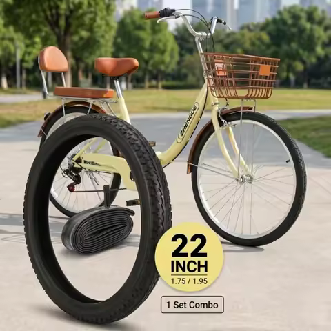 22x1.95 22x1.75 Bike Tire and Inner Tube Set AV32mm Scharder Valve Puncture Resistant Rubber Bicycle