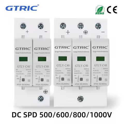 GTRIC 2P 3P DC SPD Surge Protective Device 500V 600V 800V 1000V 40KA 60KA Voltage Protector Solar PV