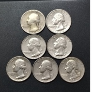 US Washington 1/4 Dollar 1967 -1990s ( 7 Coins )
