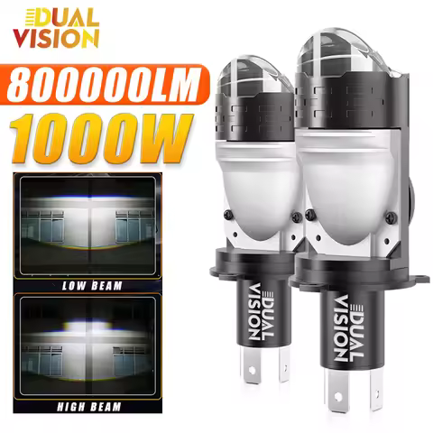 Dualvision Projector H4 Lens LED Car Headlight Bulb CANBUS 800000LM 1000W Turbo Auto Bulb H4 High Lo