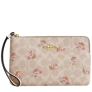 Coach Large Corner Zip Wristlet In Signature Canvas - Sand Multi CBA72