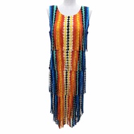 全新☆ 三宅一生PLEATS PLEASE PLEASE PP71-JH636 流蘇印花無袖連身裙，顏色2，日本製造，正品，女款。
