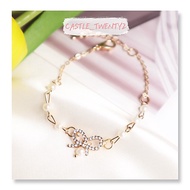 READY STOCK「CT2」Diamond Rhinestone Ribbon Bow Pearl Bracelet