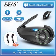 1/2Pcs EJEAS Q8 Motorcycle Interphone With EUC Remote Helmet Intercom BT5.1 For 6 Riders 1000m Music