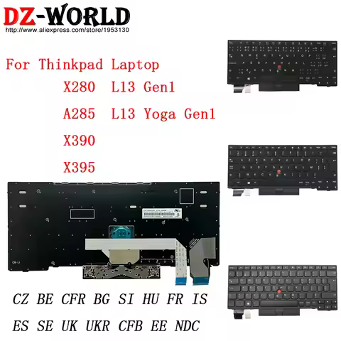 UK SPA FR Black Keyboard For Lenovo Thinkpad X280 A285 X390 X395 L13 Yoga G1 01YP025 01YP028 5N20X01