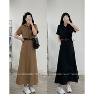 Soft cotton shirt + skirt set with belt - Retrostyle - shetkemdai036/P8K9, k8