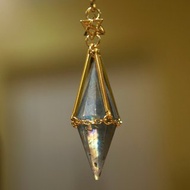 一圖一物 拉長石靈擺項鍊 能量水晶頸鏈 黃銅項鍊 中性 男項鍊