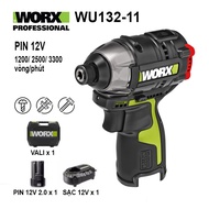 Worx WU132-11 12V Battery Powered Impact Screwdriver Combo (Body, 1 2.0Ah Battery, 1 Charger, 1 Plas