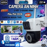 Yoosee Outdoor Camera QT36 2 Eyes 2 Frames, 360 Degree Rotation, 2-Way Talk, Color Night Vision, 12T