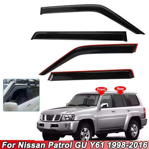 4Pcs Window Rain Awnings Shelters Deflector For Nissan Patrol GU Y61 1998-2016 Door Weather Vent Vis