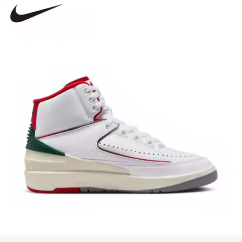 Nike Air Jordan 2 Retro GS High Sneakers, Premium Leather Air-Sole Cushion Italy Retro Basketball Sh