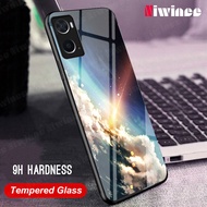 NIWINEE For OPPO A76 A96 Phone Case Star Sky Tempered Glass Back Cover Soft TPU Bumper Case Anti-scratch