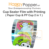 Happypopper Cup Sealer Film Printing 3000+- Pre Roll 2IN1(Paper&PP)Sealer Film For Sealer Cup 2和1(纸杯