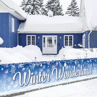 Winter Wonderland Party Decorations Garden Banner, Large 9.8x1.6 FT Winter Wonderland Outdoor Decora