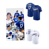 [Shohei Otani Same Style Baseball Short Sleeve] Baseball League Dodgers Los Angeles Dodgers 17 #Ohta